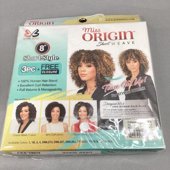 2 Pack 8” Deep Wave Blonde & Brown Miss Origin 3pc Blend Hair Short Bundles - Picture 4 of 4
